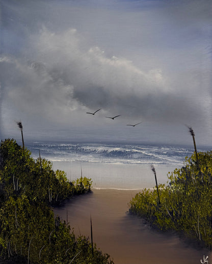 Painting #2187 - 16x20" Canvas - Day Time Seascape painted 12-14-25