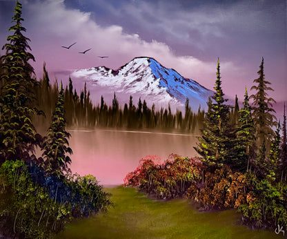 Painting #2125 - 20x24" Canvas - Trillium Lake painted 10-27-25