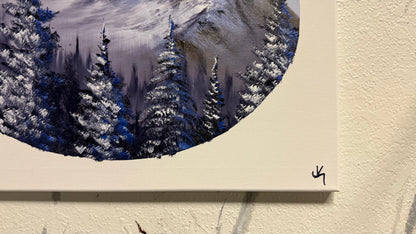 Painting #2026 - 16x20" Canvas - Mt Hood Landscape Oval painted 8-29-25