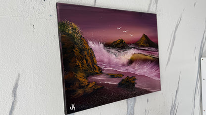 Painting #1971 - 16x20" Canvas - Purple Seascape painted 7-31-25