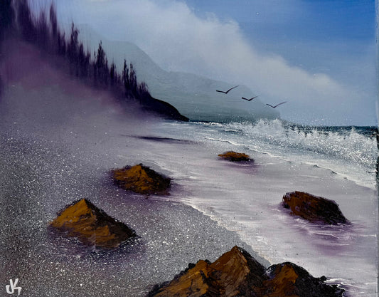 Painting #2052 - 16x20" Canvas - Oregon Coast Seascape painted 9-13-25