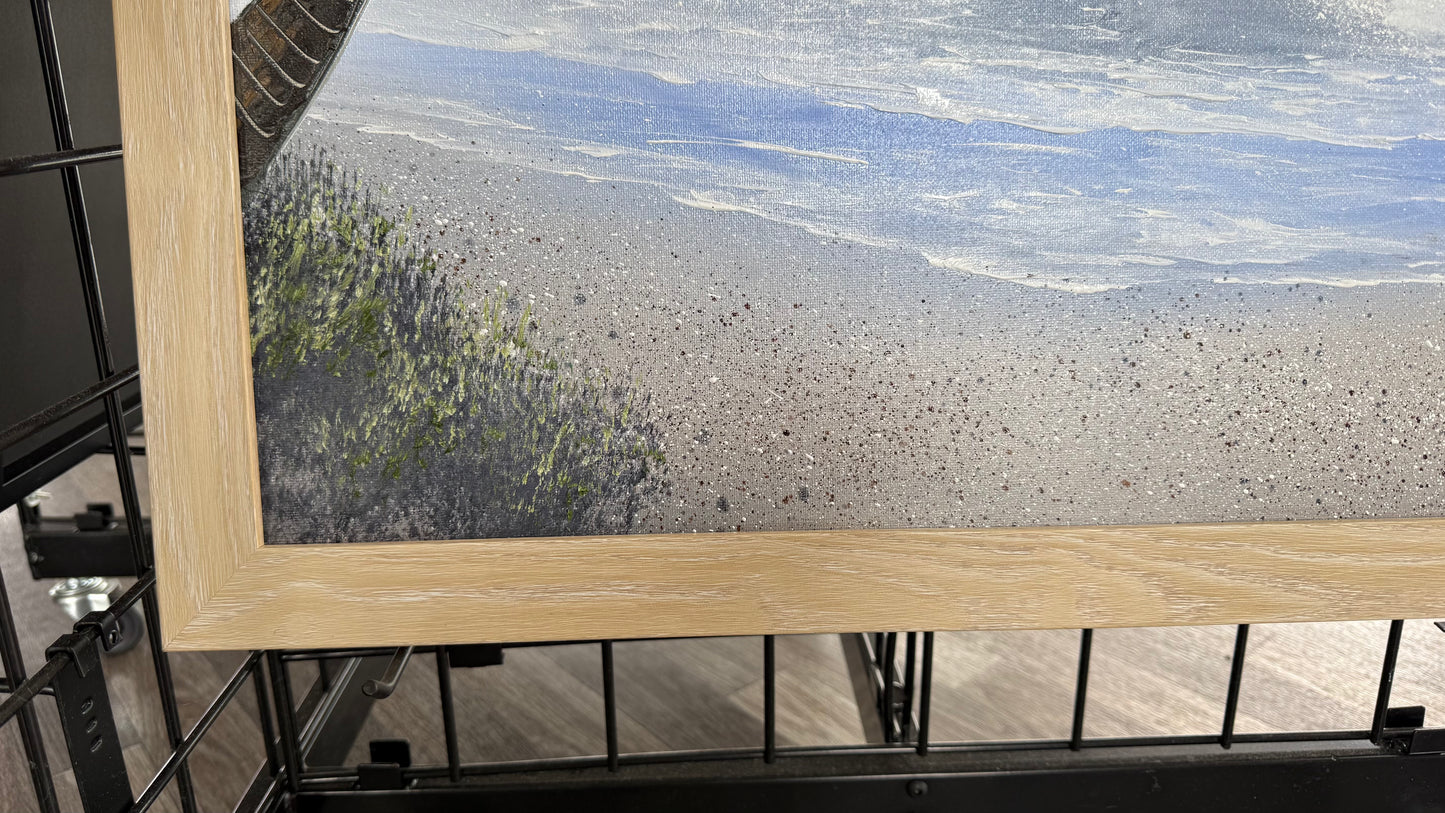 Painting #2040 - 18x24" Canvas - Tropical Seascape with Beachwood Frame included painted 9-6-25