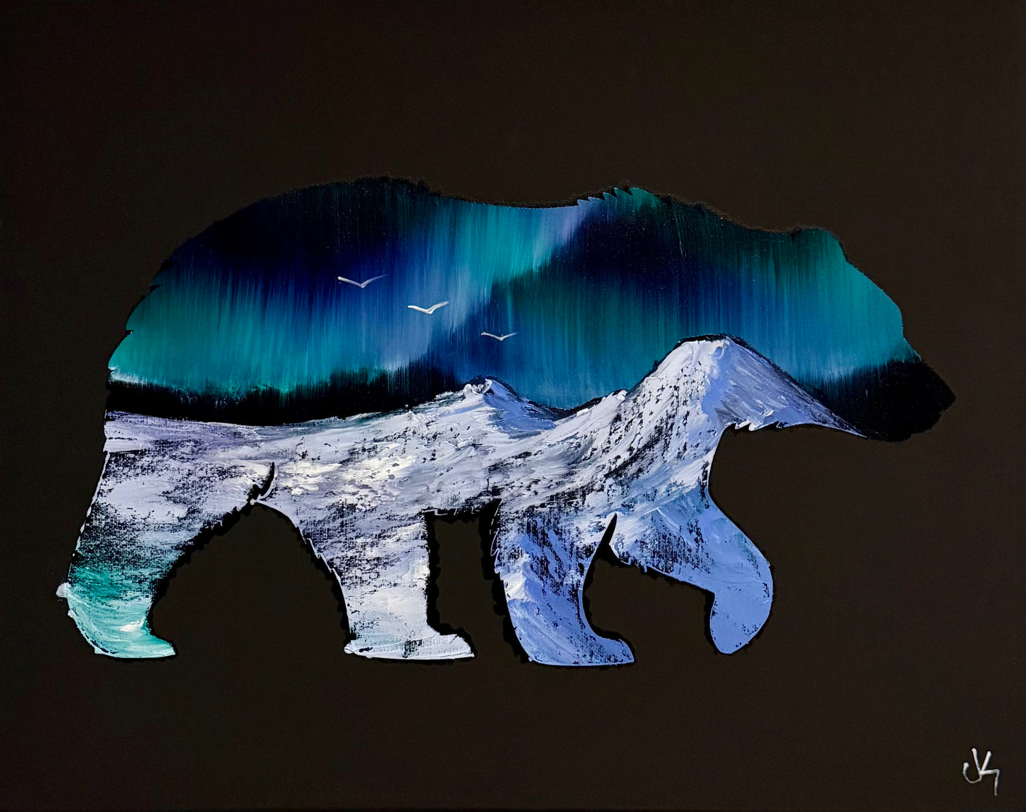 Painting #2030 - 16x20" Canvas - Grizzly Bear Landscape painted 8-30-25