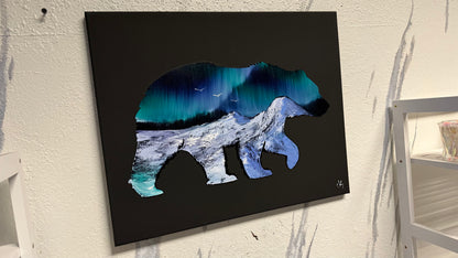 Painting #2030 - 16x20" Canvas - Grizzly Bear Landscape painted 8-30-25