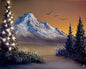 Painting #2145 - 16x20" Canvas - Christmas Tree Mountain Landscape with Fairy Lights painted 11-14-25