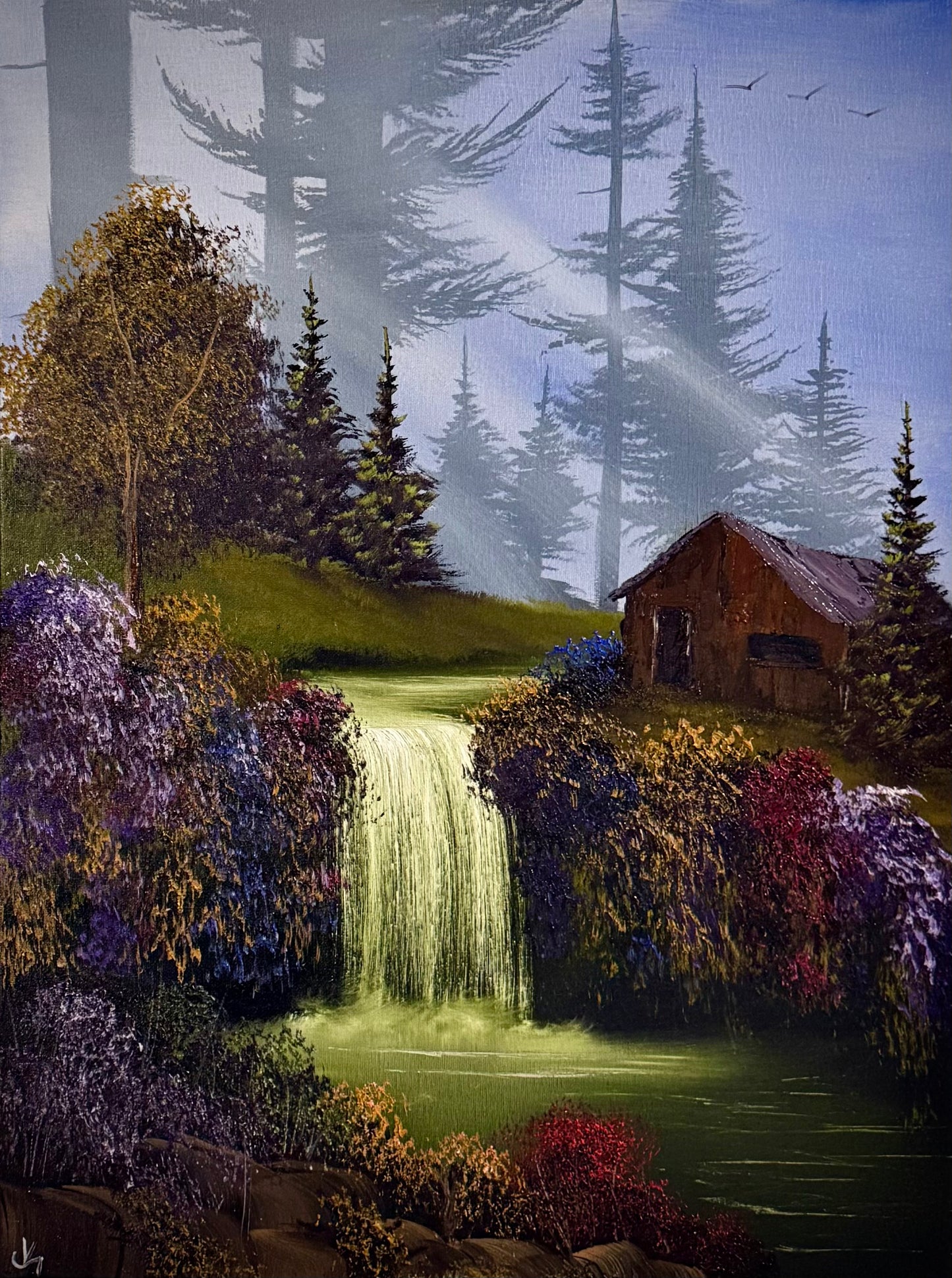 Painting #2394 - 16x20" Canvas - Forest River Landscape painted 4-17-26