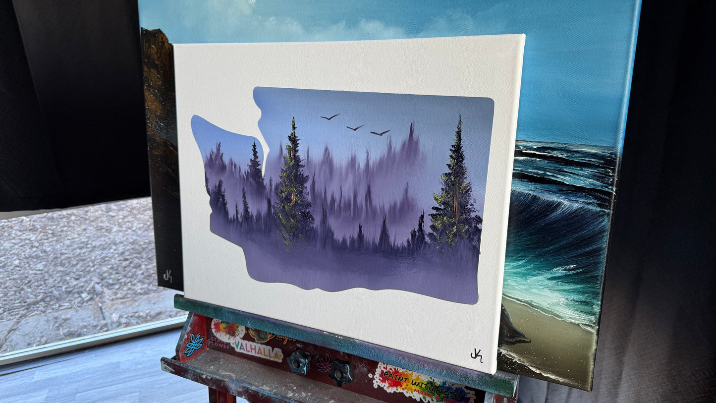 Painting #2043 - 16x20" Canvas - Washington Forest painted 9-7-25