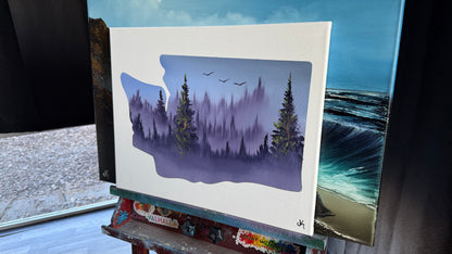 Painting #2043 - 16x20" Canvas - Washington Forest painted 9-7-25