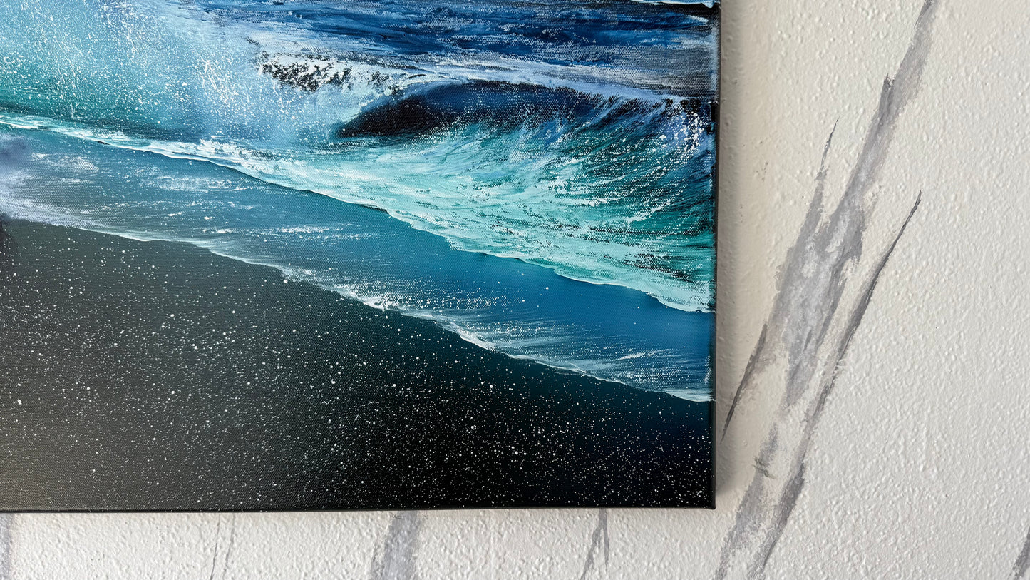 Painting #1956 - 22x28" Canvas - Rocky Seascape painted 7-24-25