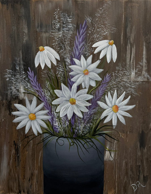 Painting # by Dani from Happily Painted - 16x20" Canvas - Still Life Summer Flowers