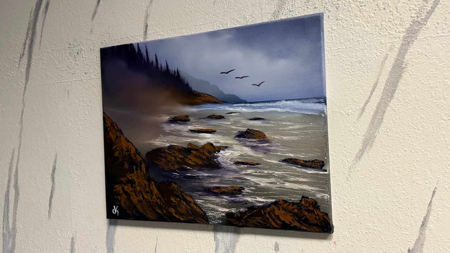 Painting #1998 - 16x20" Canvas - Oregon Coast Seascape painted 8-15-25