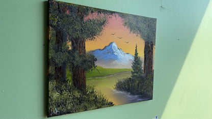 Painting #2013 - 16x20" Canvas - Sunset River Landscape painted 8-23-25