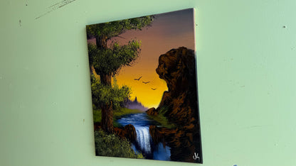 Painting #2016 - 16x20" Canvas - waterfall Landscape painted 8-24-25