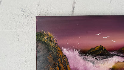 Painting #1971 - 16x20" Canvas - Purple Seascape painted 7-31-25