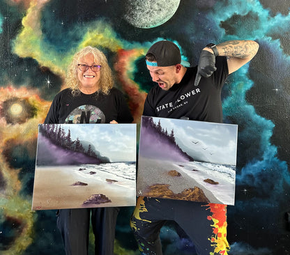 Painting #2070 - 16x20" Canvas - Heceta Beach Seascape painted 9-22-25