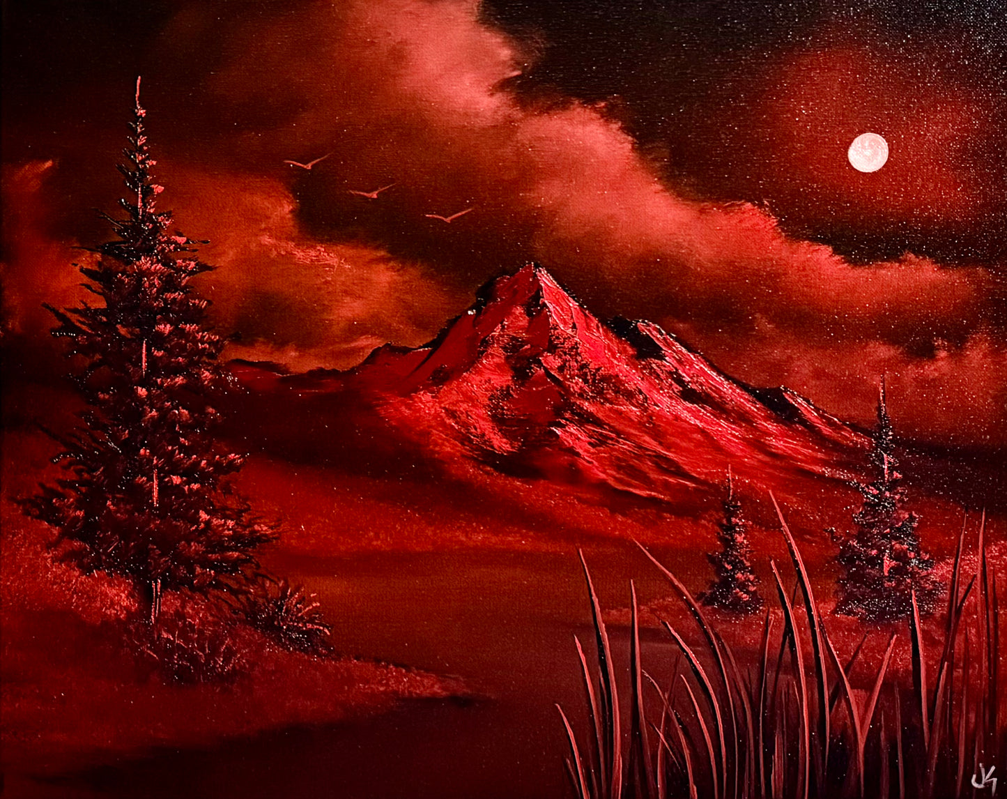 Painting #2393 - 16x20" Canvas - Red Mountain Landscape painted 4-16-26