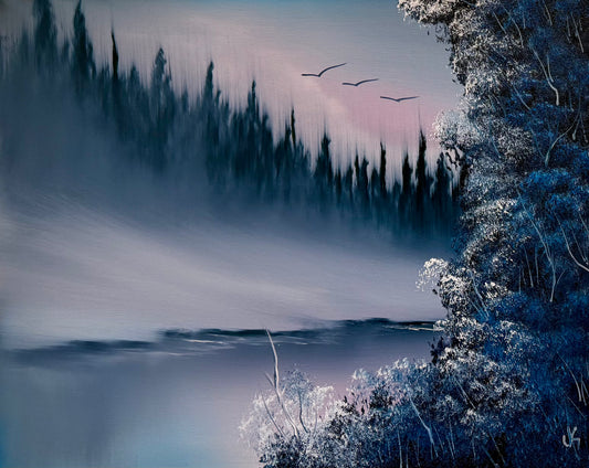 Painting #1792 - 16x20" Canvas - Winter Landscape painted 4-11-25