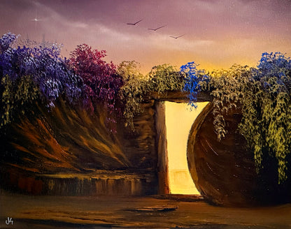 Painting #TBD - 16x20" Canvas - Easter Tomb painted 3-30-26