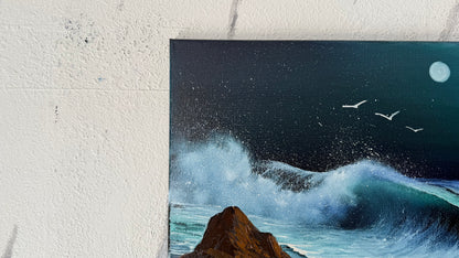 Painting #1988 - 16x20" Canvas - Crashing Wave Seascape painted 8-10-25