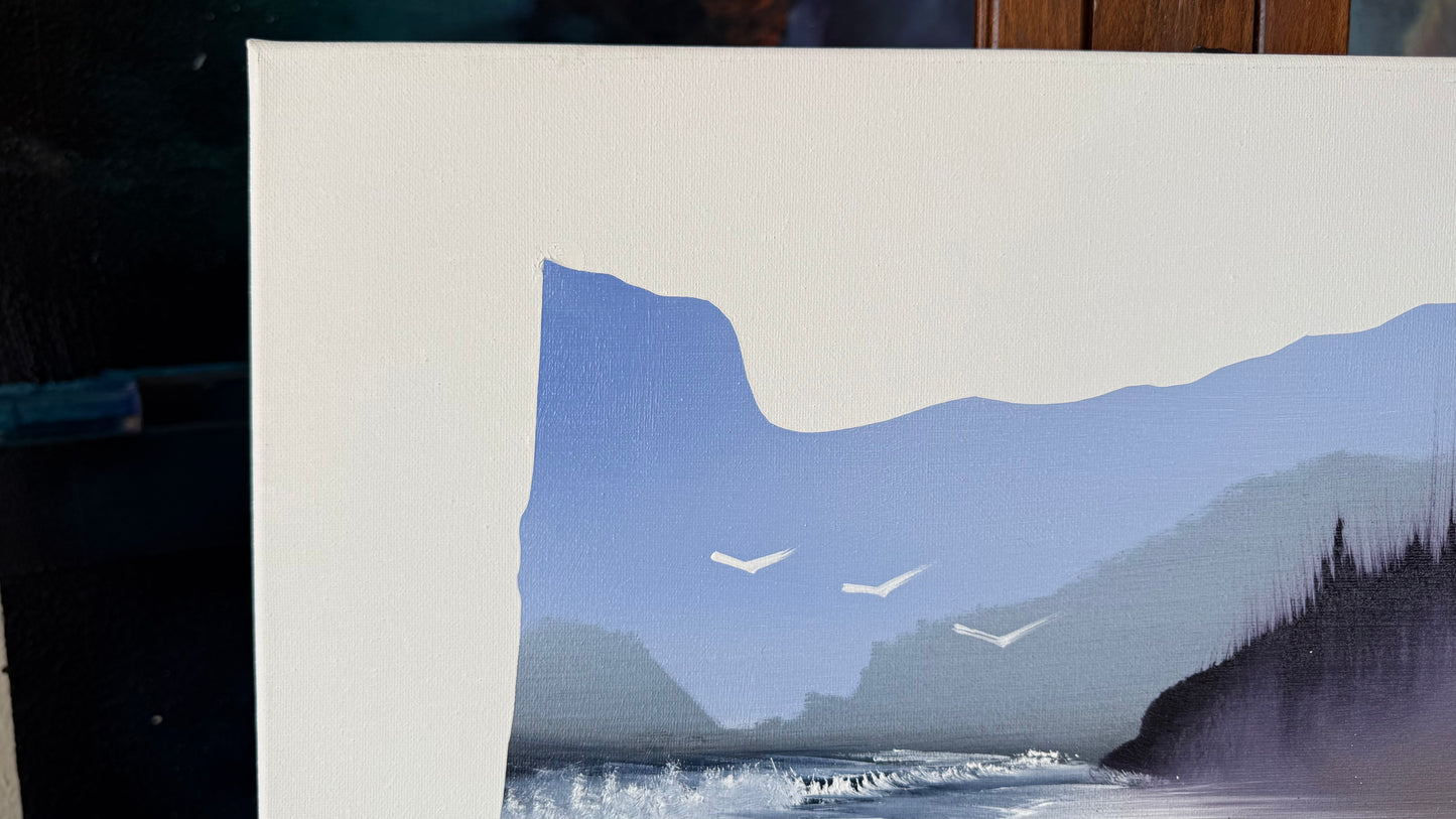 Painting #2042 - 16x20" Canvas - Oregon Coast Seascape painted 9-7-25