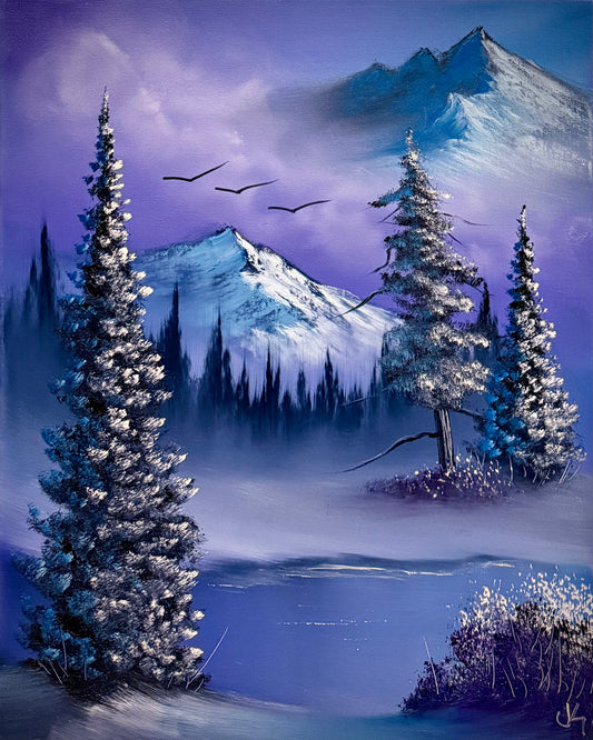 Painting #1757 - 16x20" Canvas - Winter Landscape painted 3-23-25