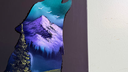 Painting #2012 - 16x20" Canvas - Wolf Stencil Landscape painted 8-22-25