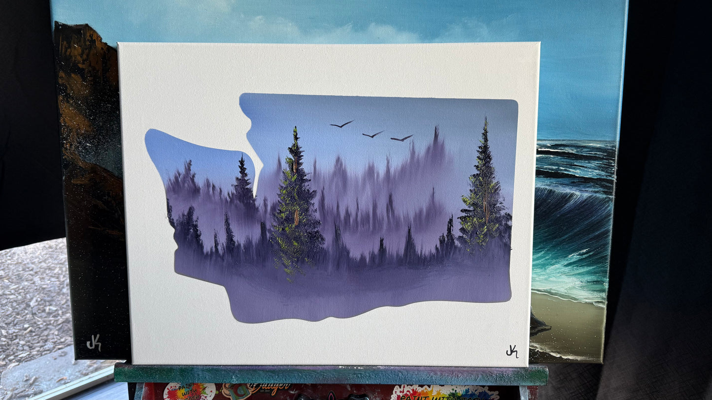 Painting #2043 - 16x20" Canvas - Washington Forest painted 9-7-25