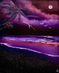 Painting #1974 - 16x20" Canvas - UFO Purple Seascape painted 8-2-25
