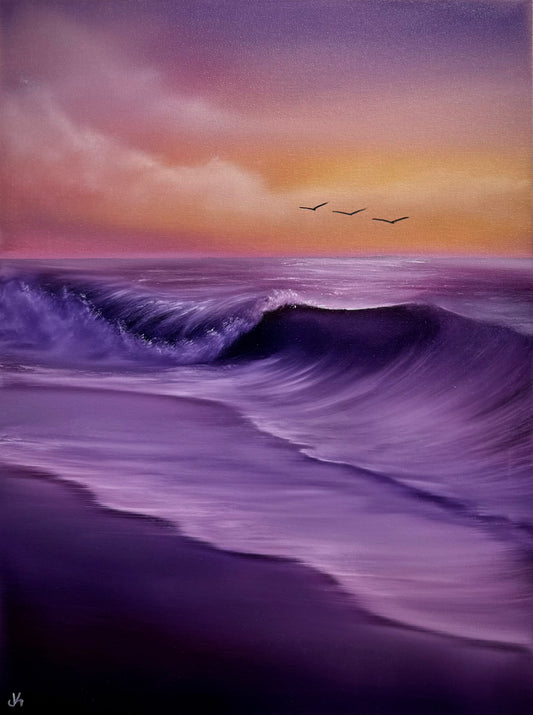 Painting 1609 - Lavender Sunset Seascape