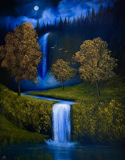 Painting #2343 - 22x28" Canvas - Orchard Falls painted 3-19-26