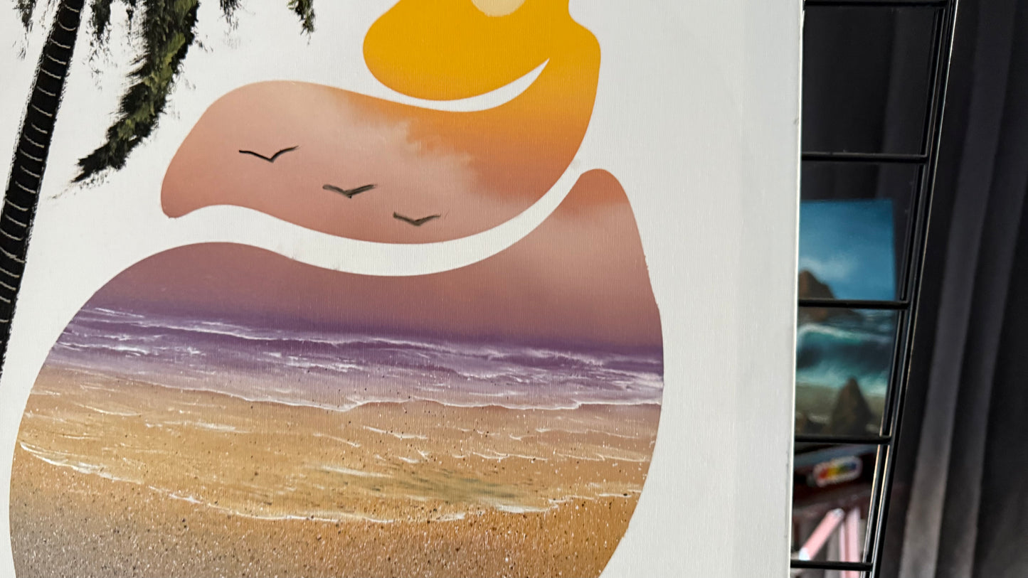 Painting #2034 - 16x20" Canvas - Conch Shell Seascape painted 9-4-25