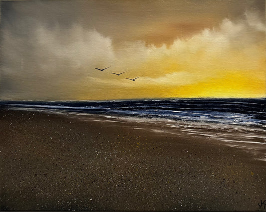 Painting #1399 - 16x20" Canvas - Sunset Seascape Painted on 7/20/24