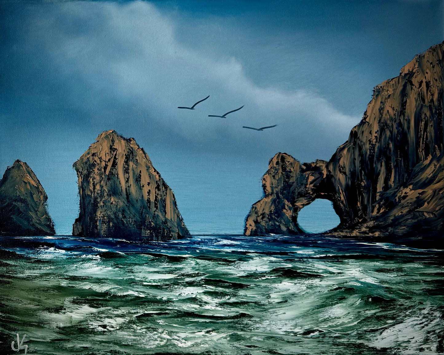 Painting #1967 - 16x20" Canvas - Archway Seascape painted 7-29-25