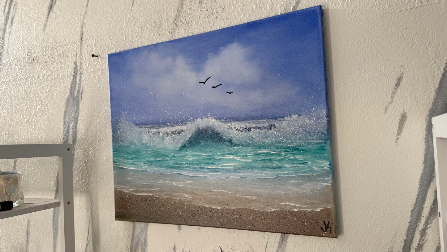 Painting #2027 - 16x20" Canvas - Tropical Seascape painted 8-30-25