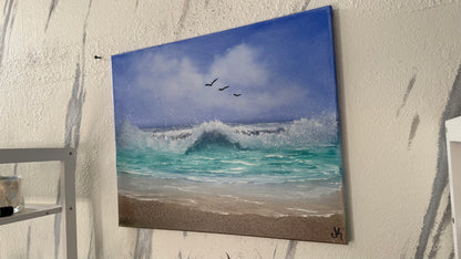 Painting #2027 - 16x20" Canvas - Tropical Seascape painted 8-30-25