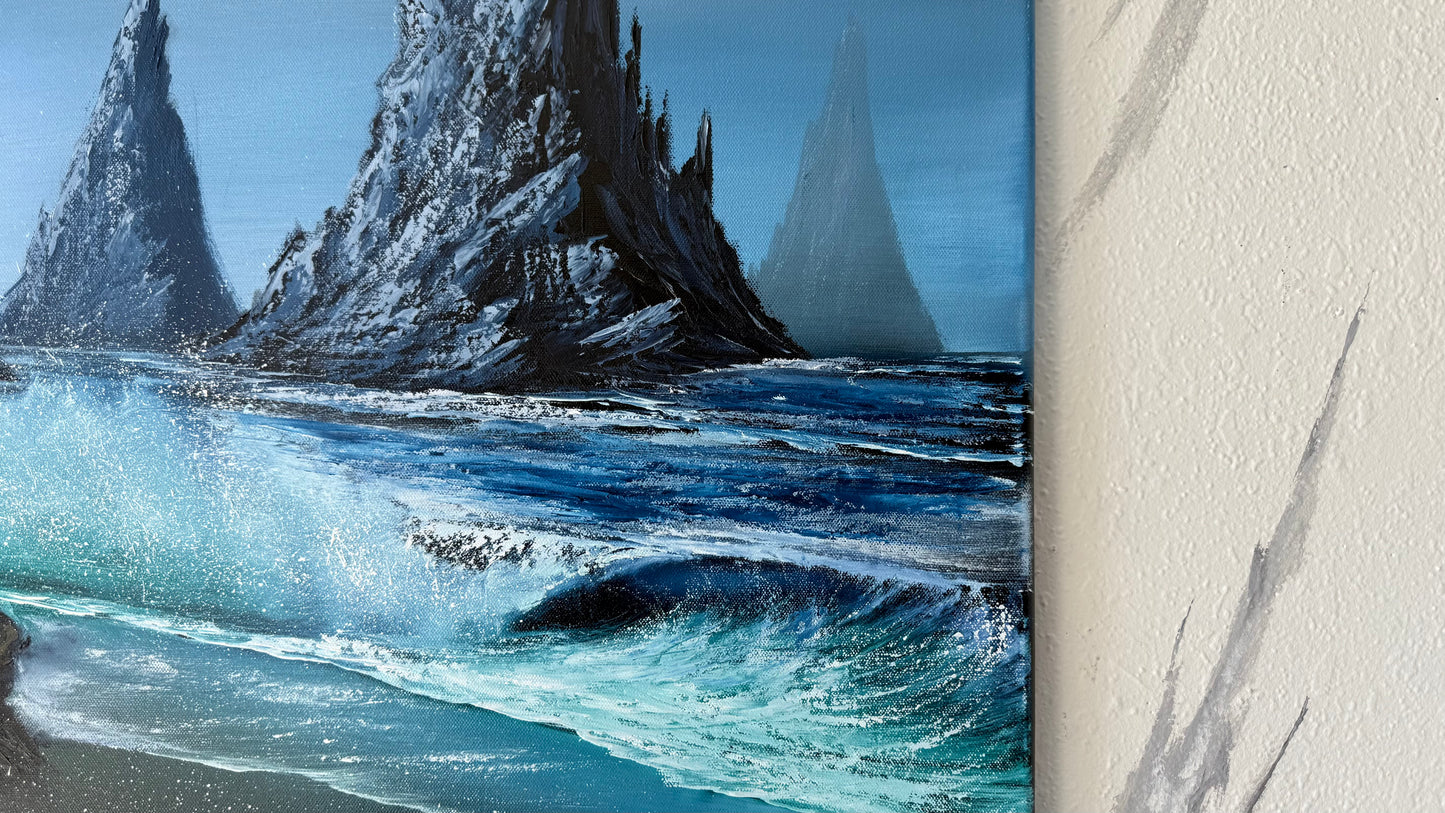 Painting #1956 - 22x28" Canvas - Rocky Seascape painted 7-24-25