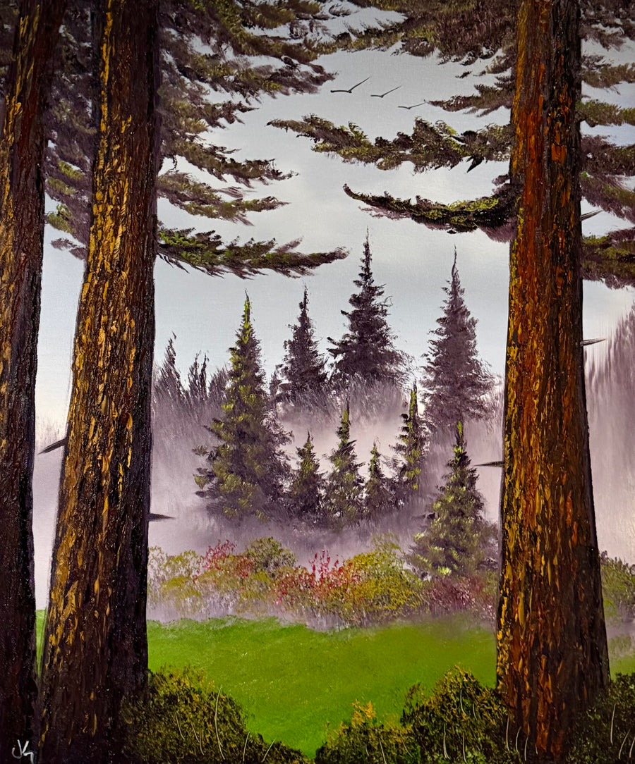 Painting #2328 - 20x24" Canvas - Deep Forest Landscape painted 3-9-26