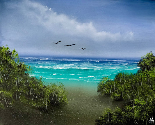Painting #1873 - 16x20" Canvas - Coastal Seascape painted 6-2-25
