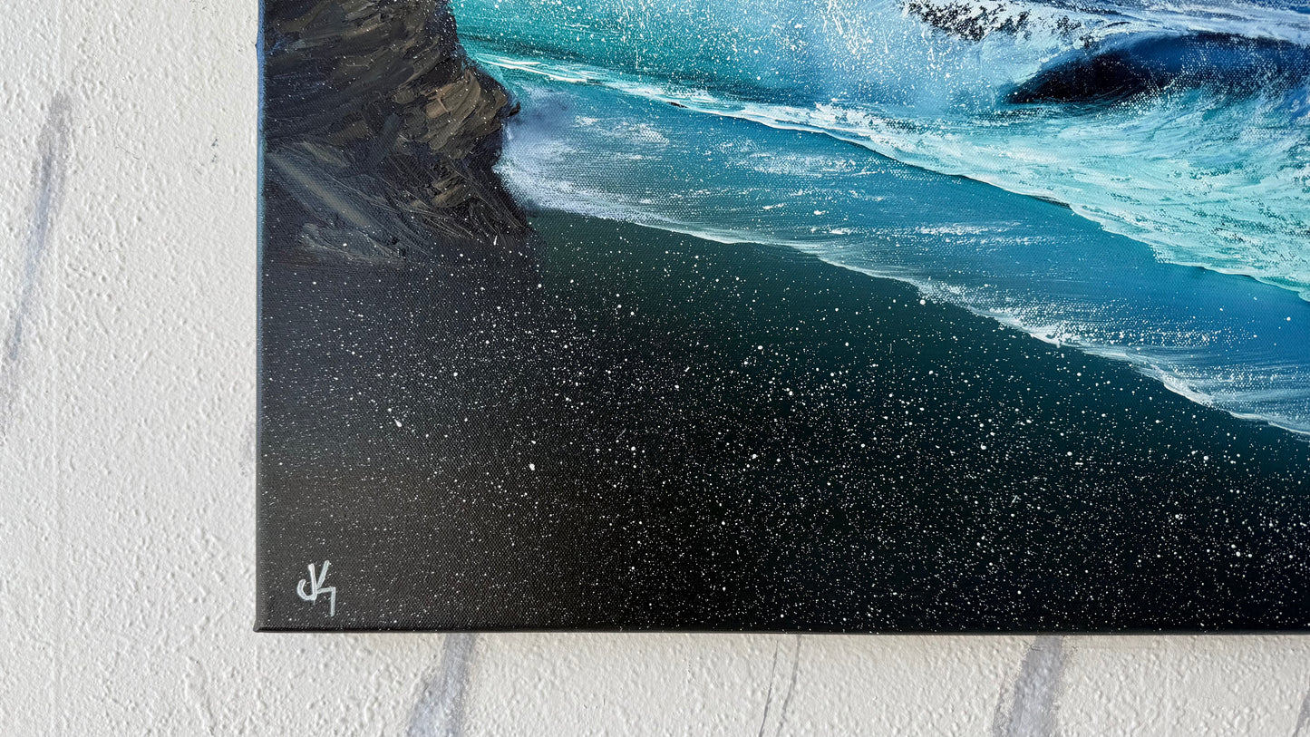 Painting #1956 - 22x28" Canvas - Rocky Seascape painted 7-24-25