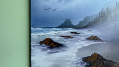 Painting #2008 - 24x30" Canvas - Oregon Coast Rocky Seascape painted 8-21-25