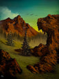 Painting #2557 - 18x24" Canvas - Green Sky Mountain Landscape painted 8-20-26