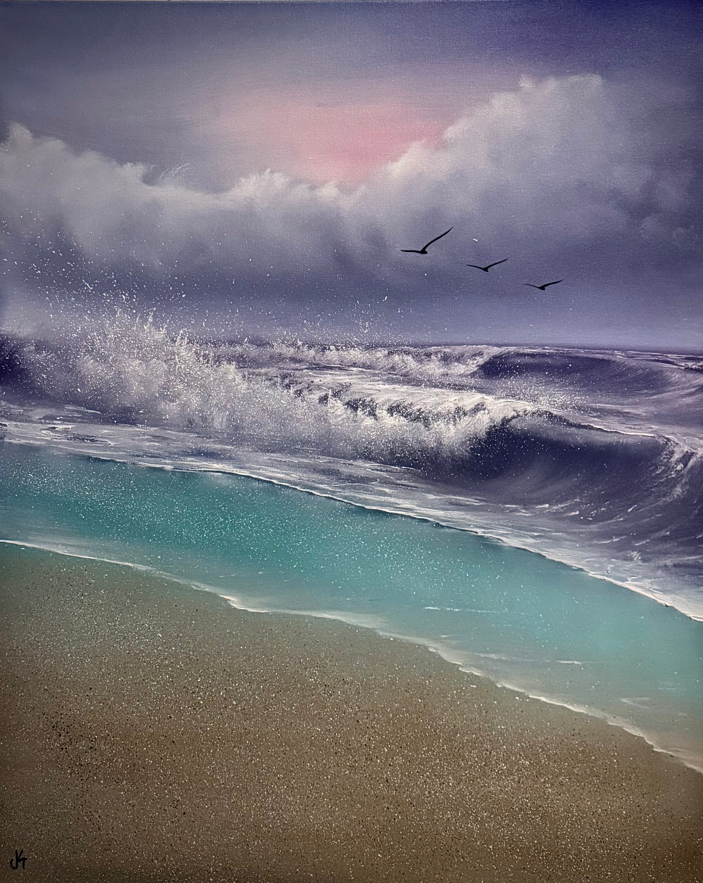 Painting #2160 - 24x30" Canvas - Crashing Wave Seascape painted 11-24-25