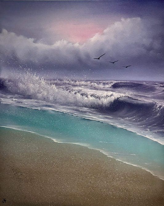 Painting #2160 - 24x30" Canvas - Crashing Wave Seascape painted 11-24-25