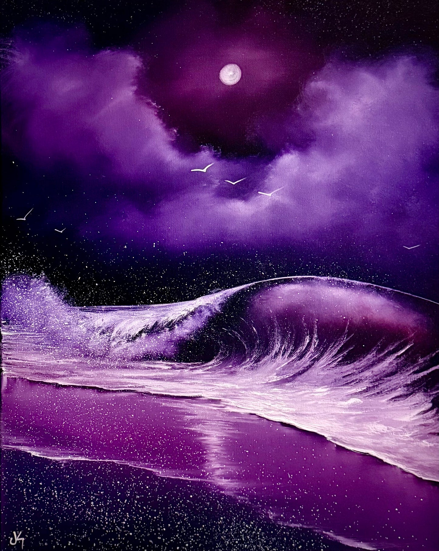 Painting #2427 - 16x20" Canvas - Crashing Wave Seascape painted 5-4-26
