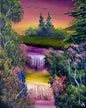 Painting #1868 - 16x20" Canvas - Sunset Waterfall painted 5-29-25