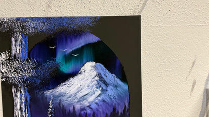 Painting #2033 - 16x20" Canvas - Northern Lights Seascape painted 9-1-25