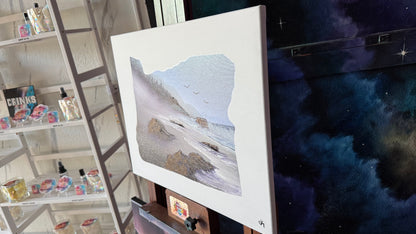 Painting #2032 - 16x20" Canvas - Oregon Coast Seascape on Oregon Stencil painted 9-1-25