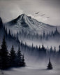 Painting #2164 - 16x20" Canvas - Black and White Mt Hood Landscape painted 11-29-25