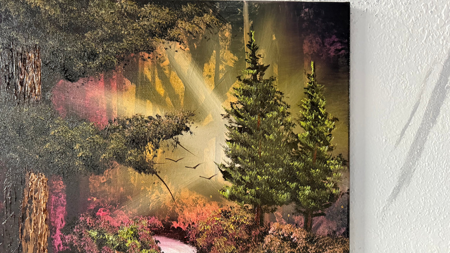 Painting #1986 - 20x24" Canvas - Foret Waterfall painted 8-9-25