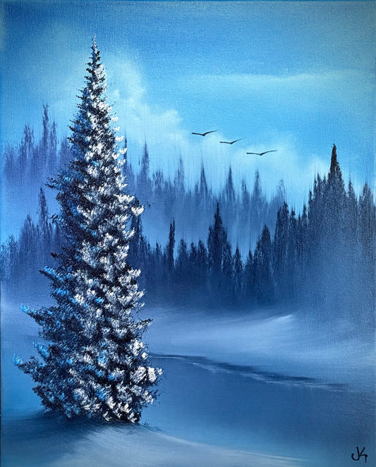 Painting #1751 - 16x20" Canvas - Winter Landscape painted 3-21-25